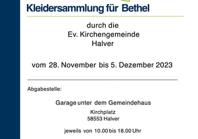 Kleidersammlung für Bethel ab 28.11.