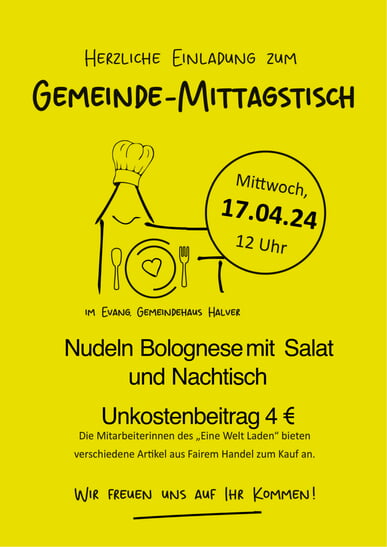 Gemeinde-Mittagstisch am 17. April