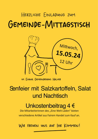 Gemeinde-Mittagstisch am 15. Mai