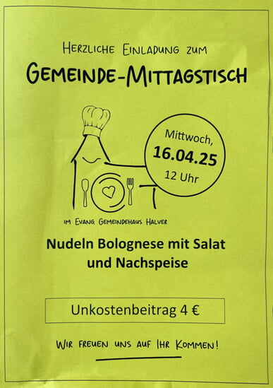 Gemeinde Mittagstisch am 16.April