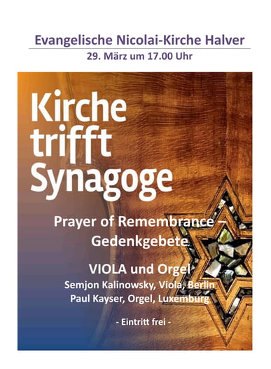 Konzert "Kirche trifft Synagoge" am 29.3.2026