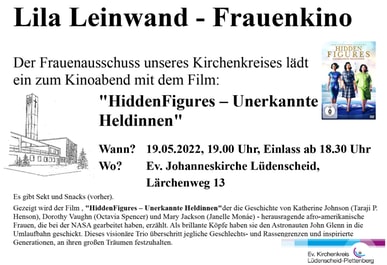 Frauenkino - Lila Leinwand 19. Mai, Lüdenscheid